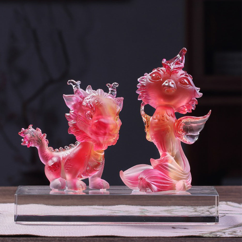 Coloured Glaze Dragon and Phoenix