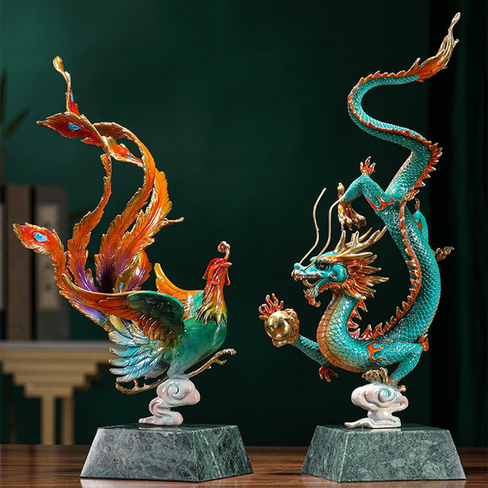 Brass Flying Dragon and Dancing Phoenix