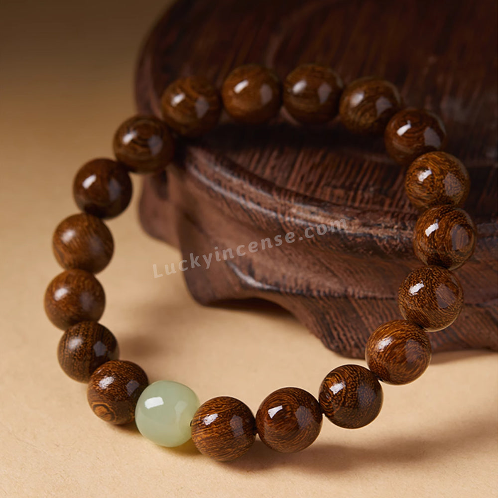 Golden Sandalwood Beads Hetian Jade Bracelet