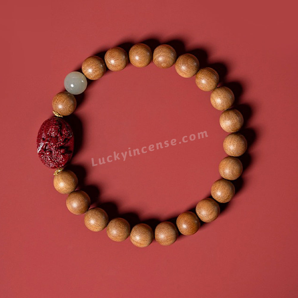 Indian Old Sandalwood Beads Purple Gold Cinnabar Bracelet