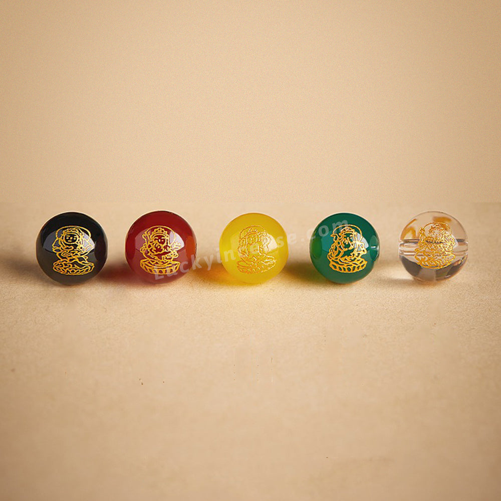 Five Colors Agate Peach Wood Beads Bracelet