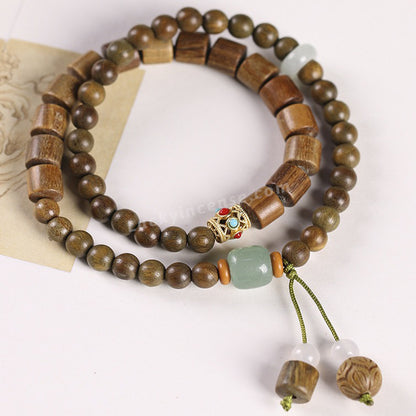 Handmade Green Sandalwood Beads Double Wrap Bracelet