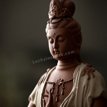 Neo-Chinese Style Ceramic Guanyin Bodhisattva Statue