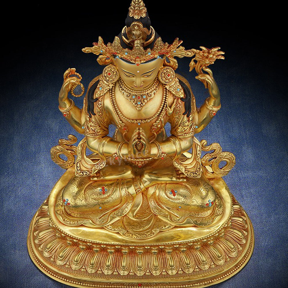 Pure Copper Four Armed Guanyin Bodhisattva Statue