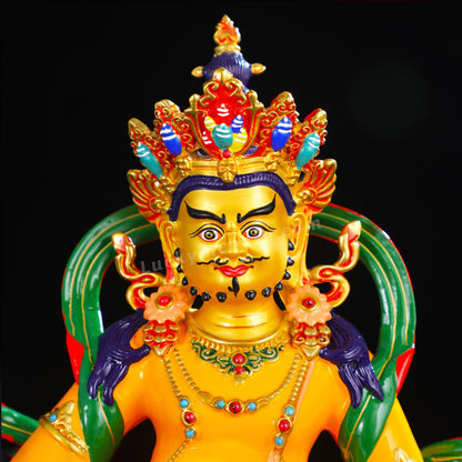 Brass Painted Yellow Jambhala Buddha