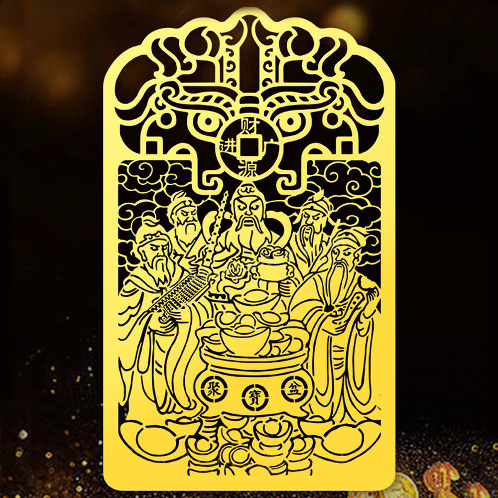 Taoists Five Gods of Wealth Alloy Sticker