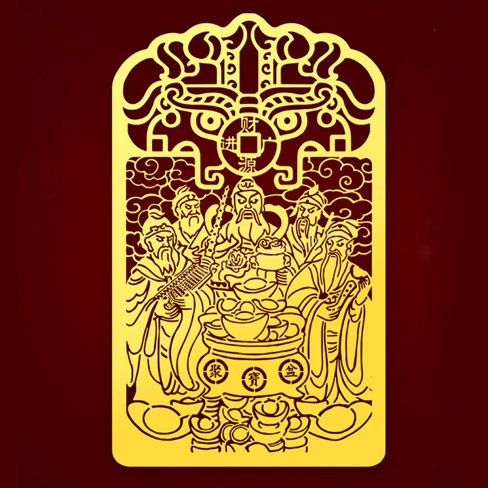 Taoists Five Gods of Wealth Alloy Sticker