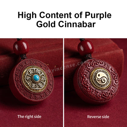 Purple Gold Cinnabar Buddhist Six Words Keychain Charm