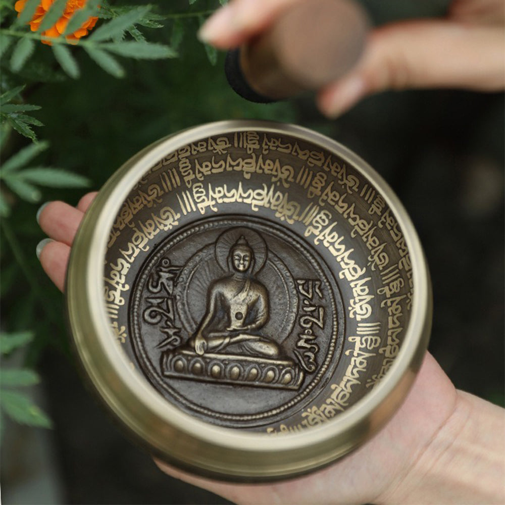 Nepal Buddha Statue Meditation Bronze Singing Bowl
