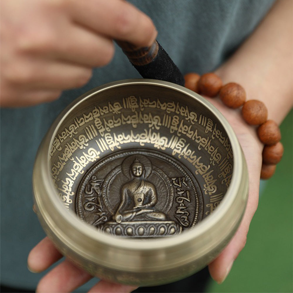 Nepal Buddha Statue Meditation Bronze Singing Bowl