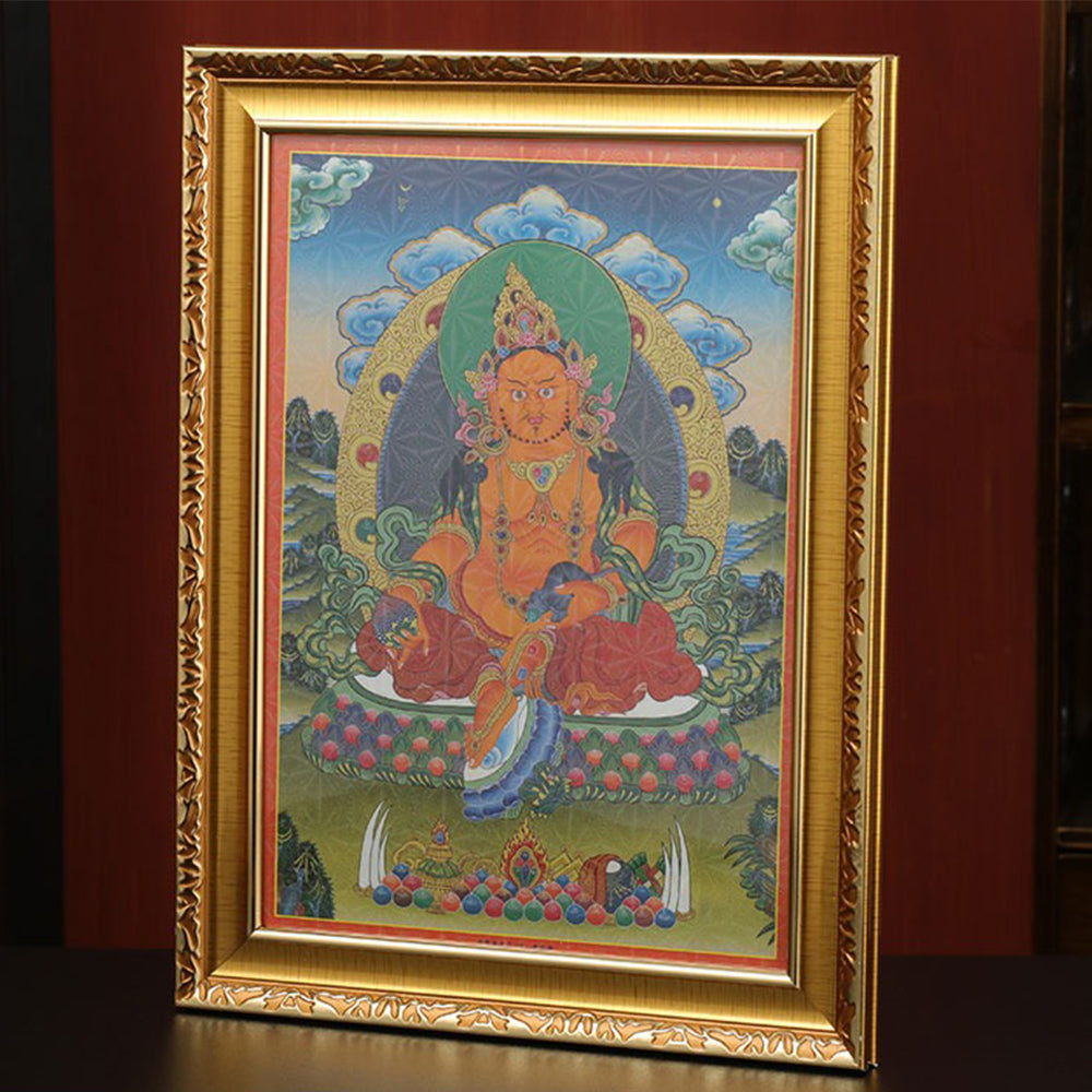 Yellow Jambhala Decorative Painting Tibetan Thangka