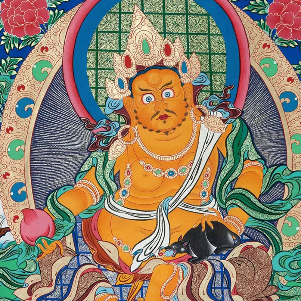 Yellow Jambhala Decorative Painting Tibetan Thangka