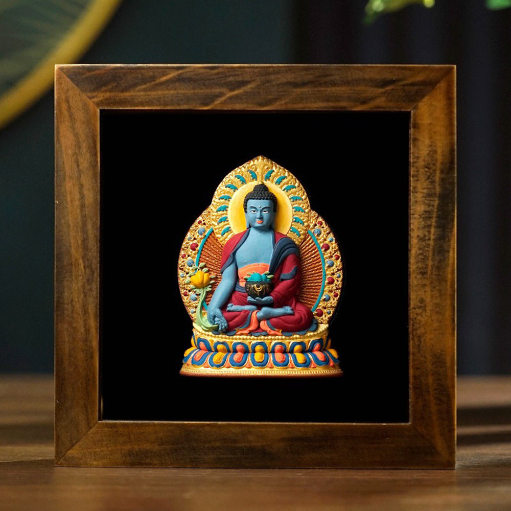 Painted Buddha Statue Ornament Tsha Tsha Thangka