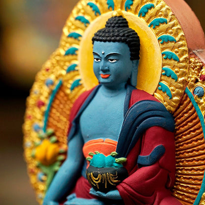 Painted Buddha Statue Ornament Tsha Tsha Thangka