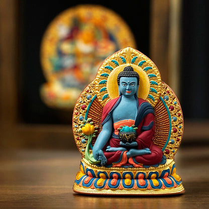 Painted Buddha Statue Ornament Tsha Tsha Thangka