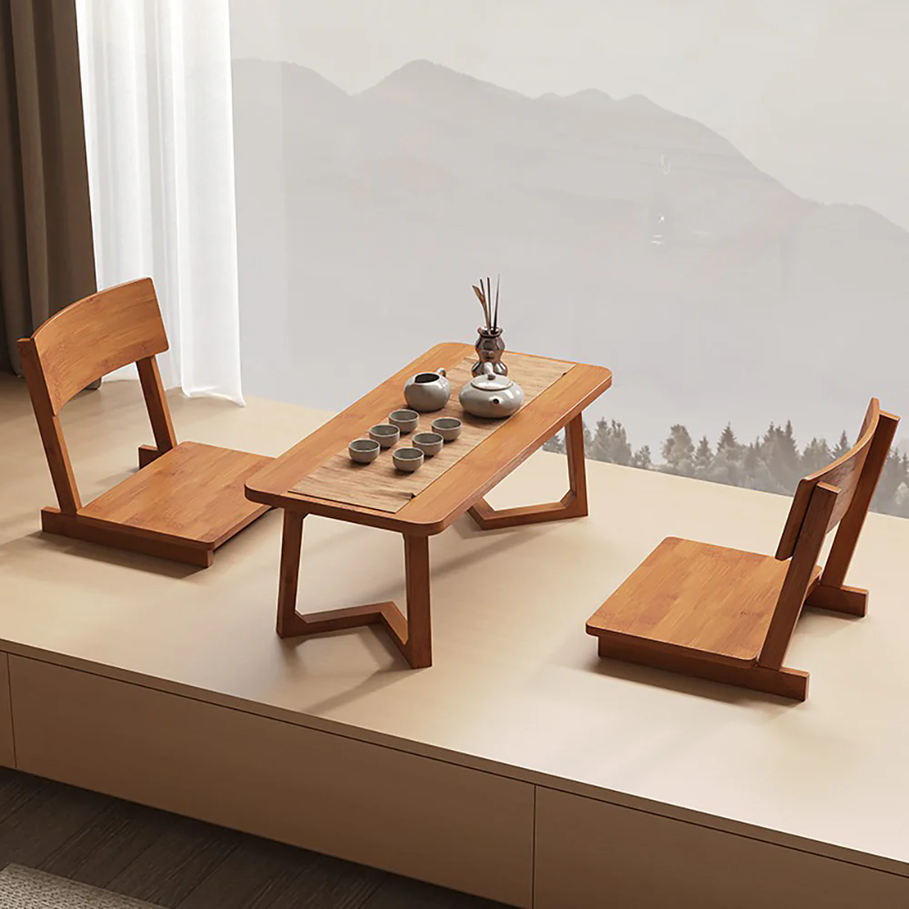 Bamboo Double Chairs Meditation Table Set