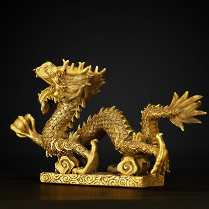 Brass Pearl Holding Han Dragon