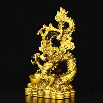 Brass Gold Coins Yuanbao Dancing Dragon