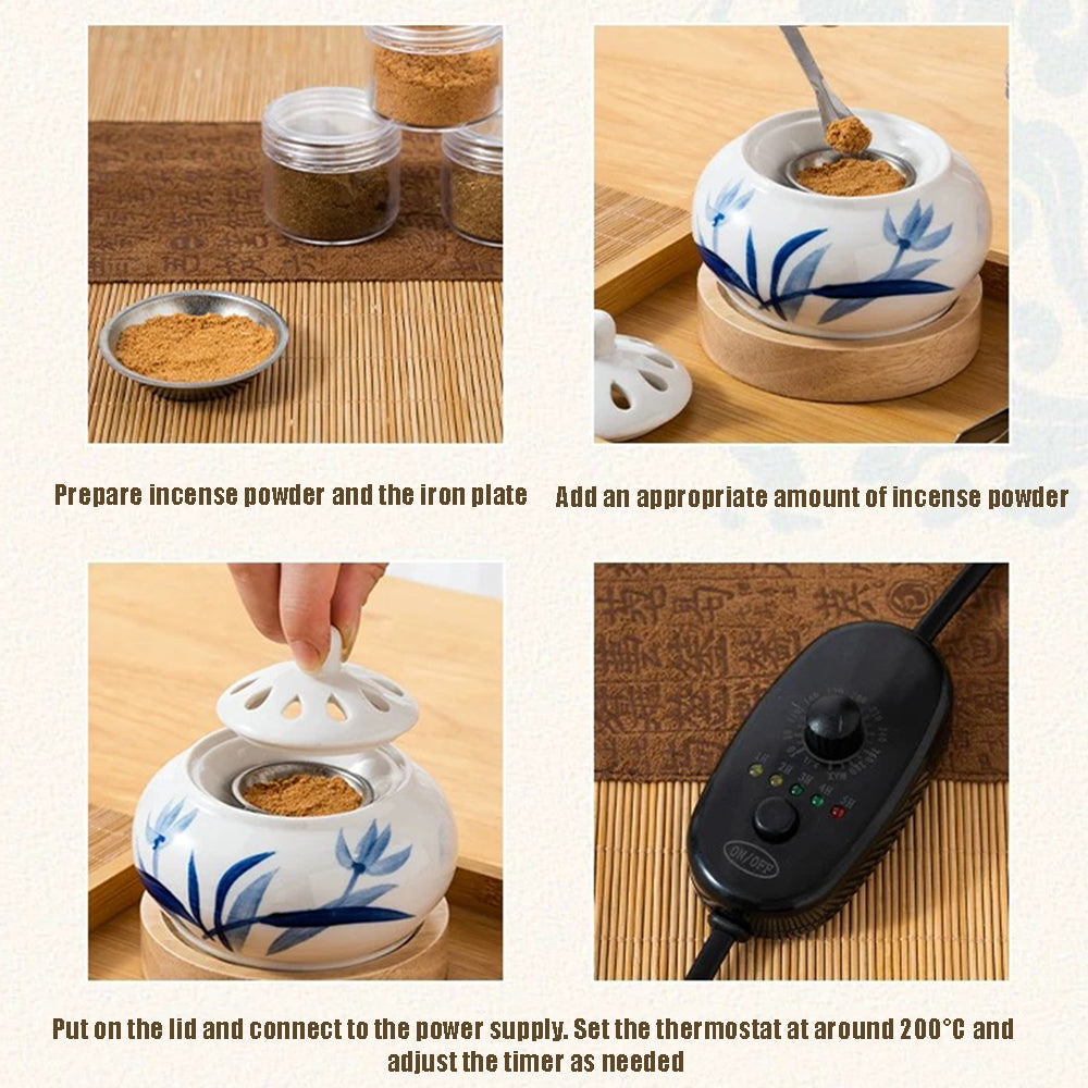 AC110V AC220V Hand-Painted Orchid Design Electrical Incense Burner