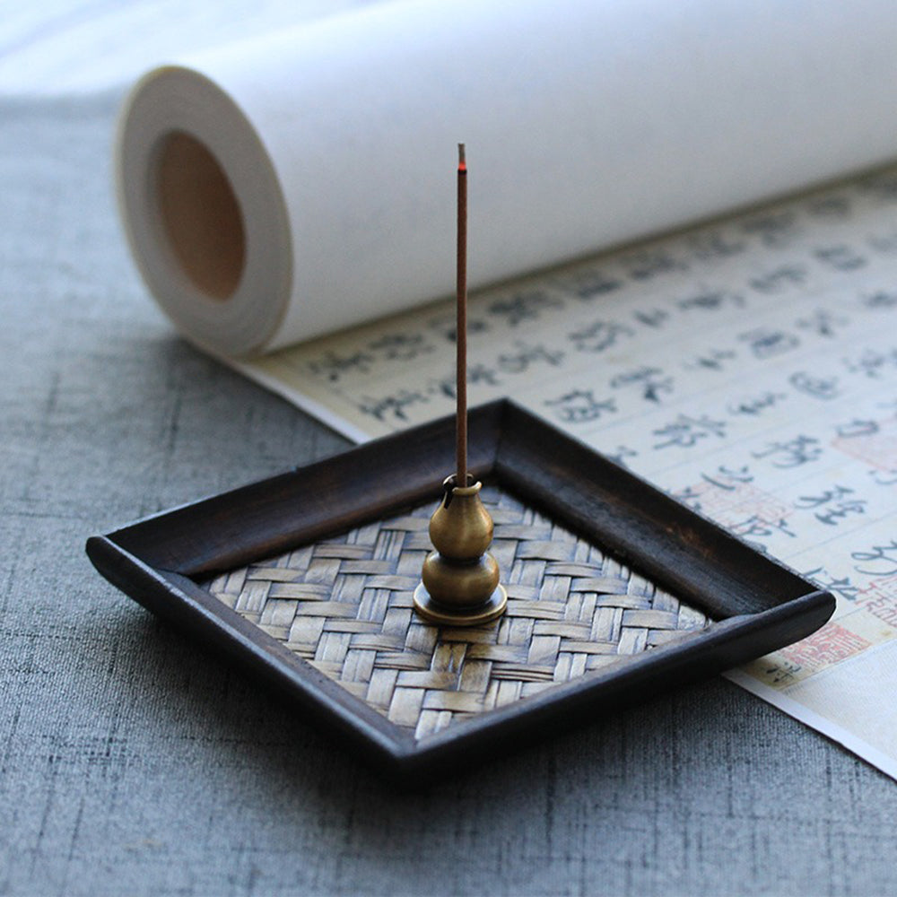 Solid Wood With Handmade Bamboo Incense Holder