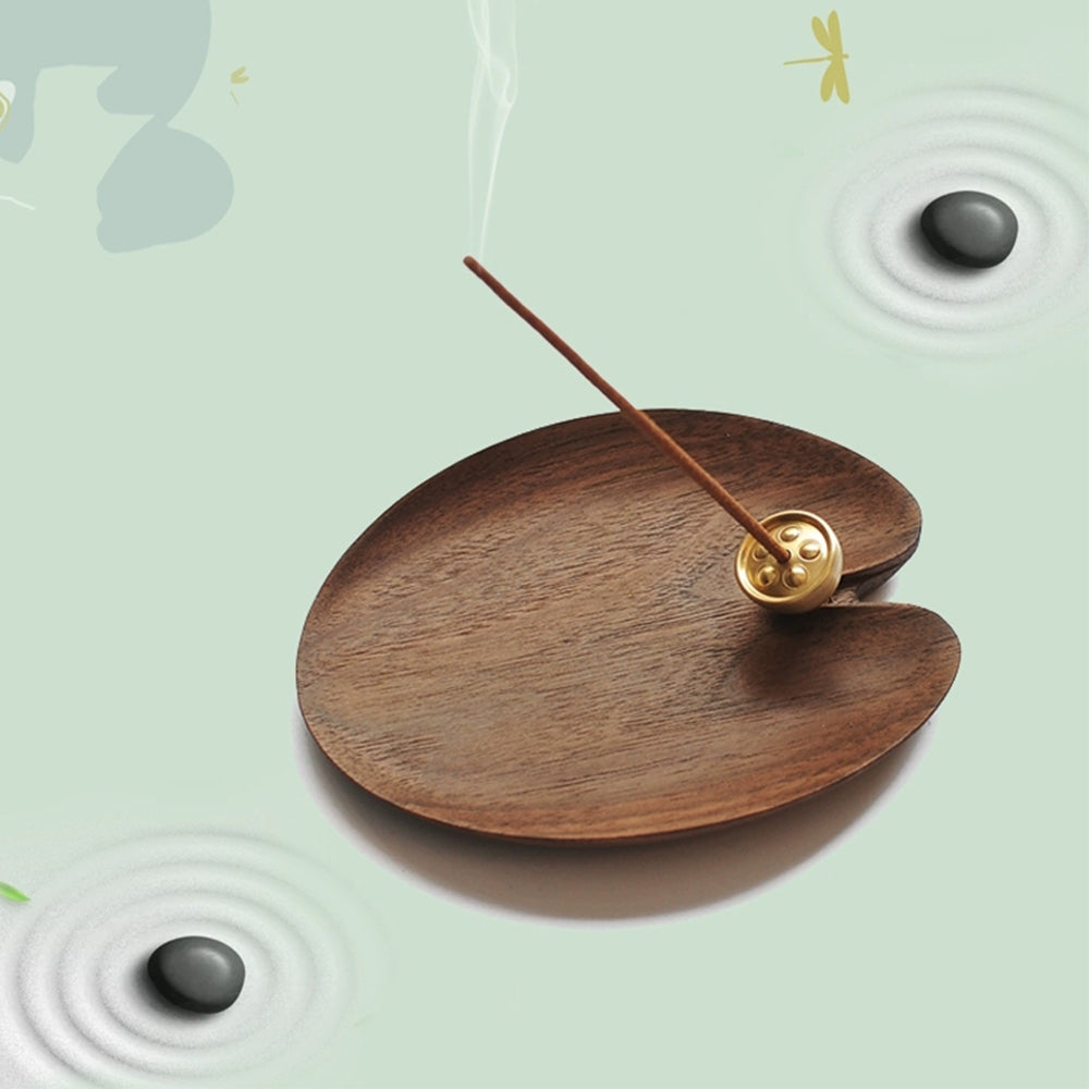 Elegant Brass Lotus Wooden Incense Holder