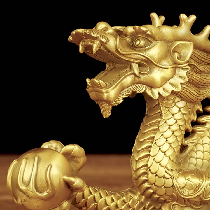 Brass Pearl Holding Han Dragon