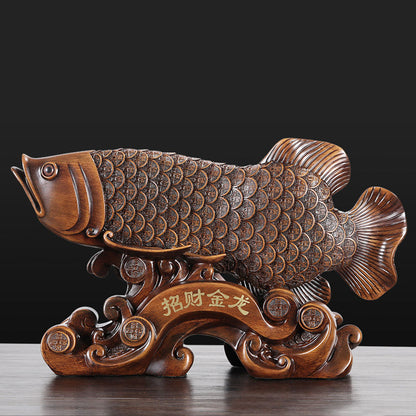 Ebony Wood Golden Dragon Fish