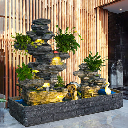 Large Rockery And Flowing Water Indoor/Outdoor Waterfall Fountains