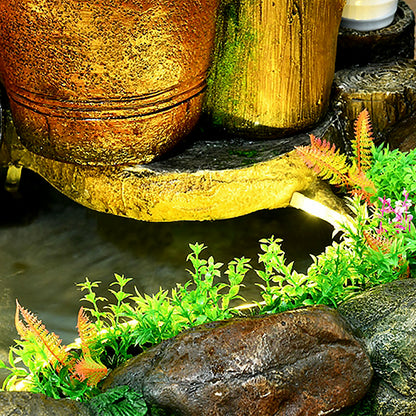 Stone Mill Feng Shui Wheel Indoor Waterfall With Fish Pond