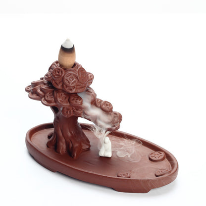 Purple Clay Money Tree Waterfall Incense Burner