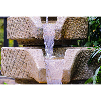 Chinese Stone Mill Water Fountain With Fish Pond