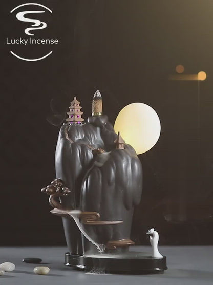 Large Incense Waterfall Burner With Led Lighting