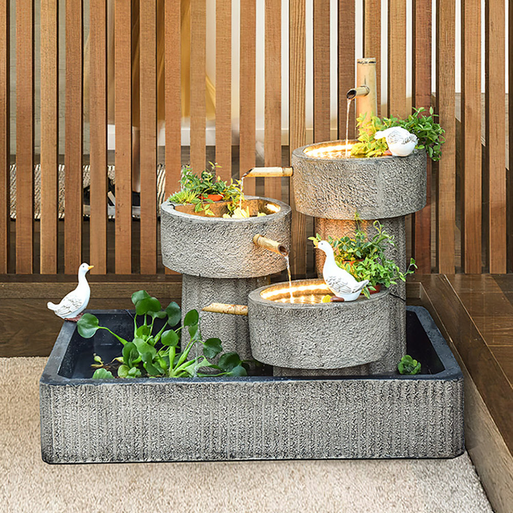 Japanese Style Garden Indoor Waterfall With Fish Tank