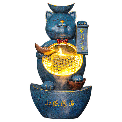 Maneki-neko Running Water Fountain Waterfall Decoration