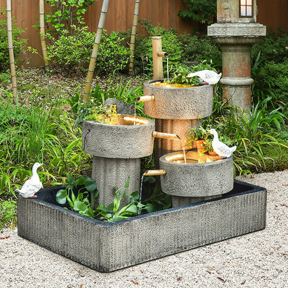 Japanese Style Garden Indoor Waterfall With Fish Tank