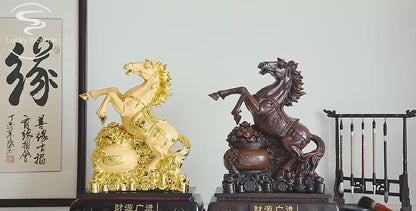 Golden Horse On Coins Stand