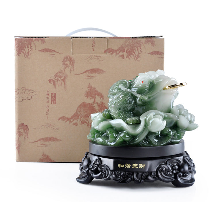 Green Lotus And Toad With Coin