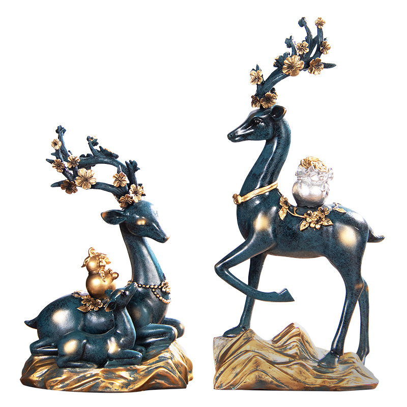 Feng Shui Blue Sika Deer Set