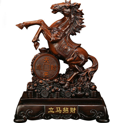 Golden Horse On Coins Stand