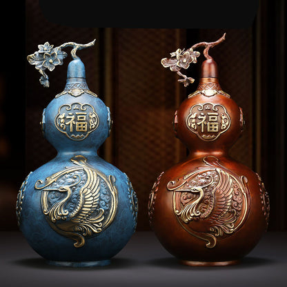Copper Gourd With Dragon and Phoenix
