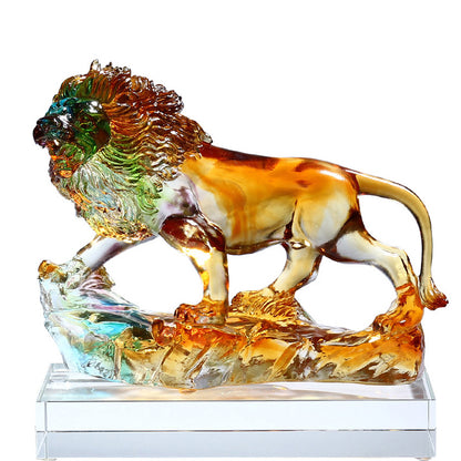 Colorful Crystal Lion Stand