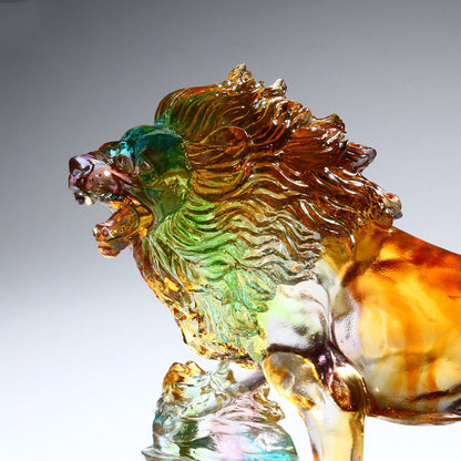 Colorful Crystal Lion Stand