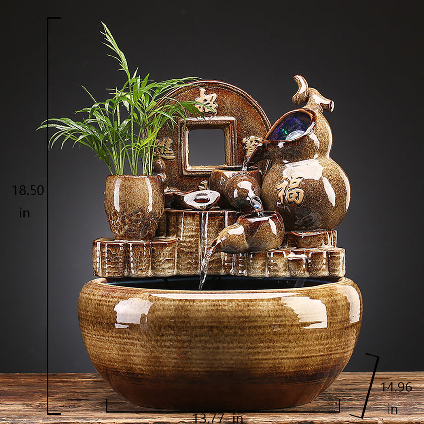 Smooth Sailing Sail Flowing Water Fountain Living Room Feng Shui Decoration