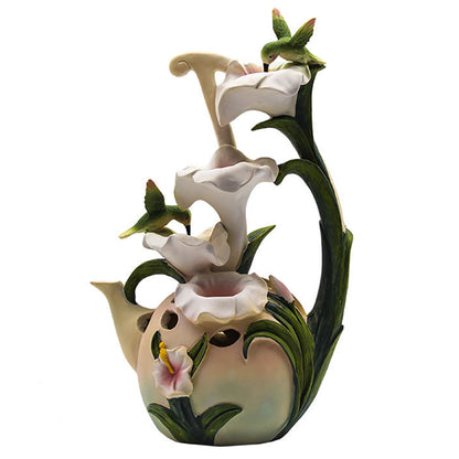 Hummingbird Lily Water Fountain Decoration