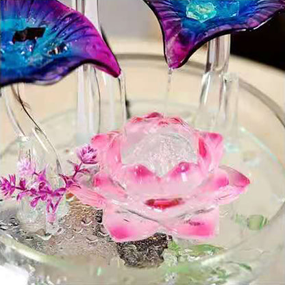 Gradient Lotus Leaf Water Fountain With Fish Tank