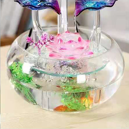 Gradient Lotus Leaf Water Fountain With Fish Tank