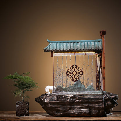 Zen Ceramic Flowing Water Fountain Ornament With Atomization