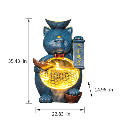 Maneki-neko Running Water Fountain Waterfall Decoration