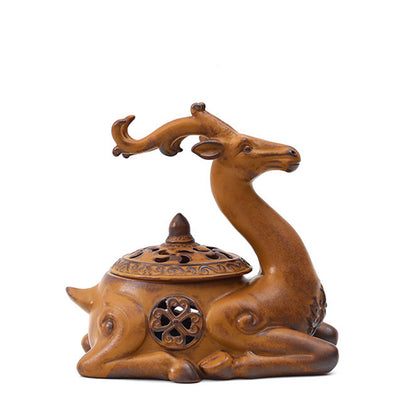 Coarse Pottery Deer Cone Incense Burner