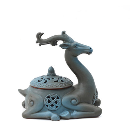 Coarse Pottery Deer Cone Incense Burner